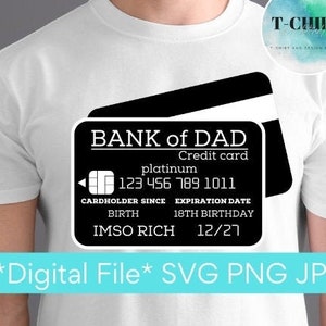 Bank van vader svg, Vaderdag svg, grappige vaderdag svg, vader creditcard svg, papa svg, digitaal bestand png jpg Tshirt mok voor vader, circuit bestand