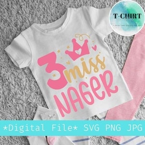 Miss threenager svg,3rd birthday svg,Birthday girl svg,Miss 3nager svg,Digitale Datei png jpg für Mädchen Birtday Shirt,Cricut Datei