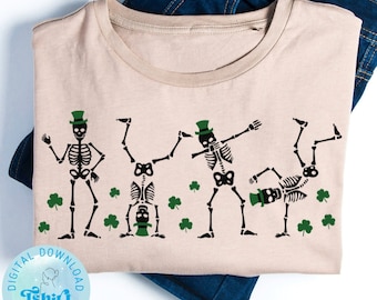 St Patrick&#39;s day svg,Dancing skeleton st patricks svg png,Lucky Vibes Svg,Shamrock Svg,Funny St Patricks Day svg png for Tshirt,Cricut file