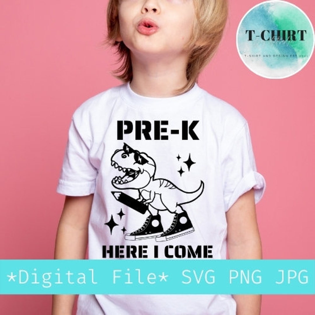 Pre-k Here I Come Dino Svg,dino With Sneaker Pre K Svg,back to School ...