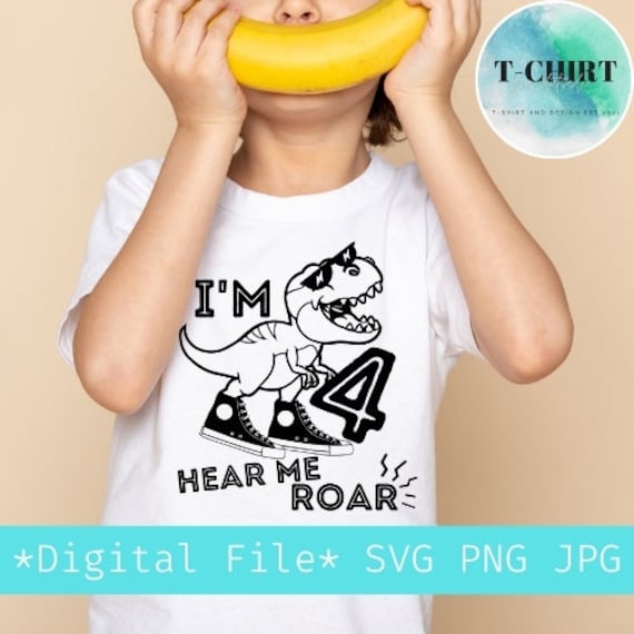 Kids I'm 4 Hear Me Roar 4th Birthday Dinosaur T-Shirt For Boys Kids I'm 4 Hear Me Roar 4th Birthday Dinosaur T-Shirt For Boys