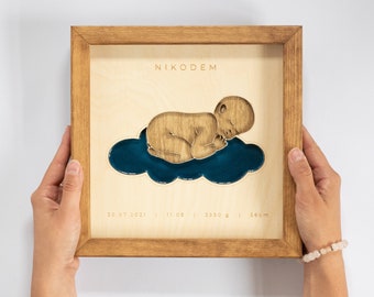 Personalized Gift for Newborn | Wood and Epoxy Resin