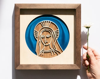 Religious Wall Art | Virgin Mary  | Wood and Epoxy Resin