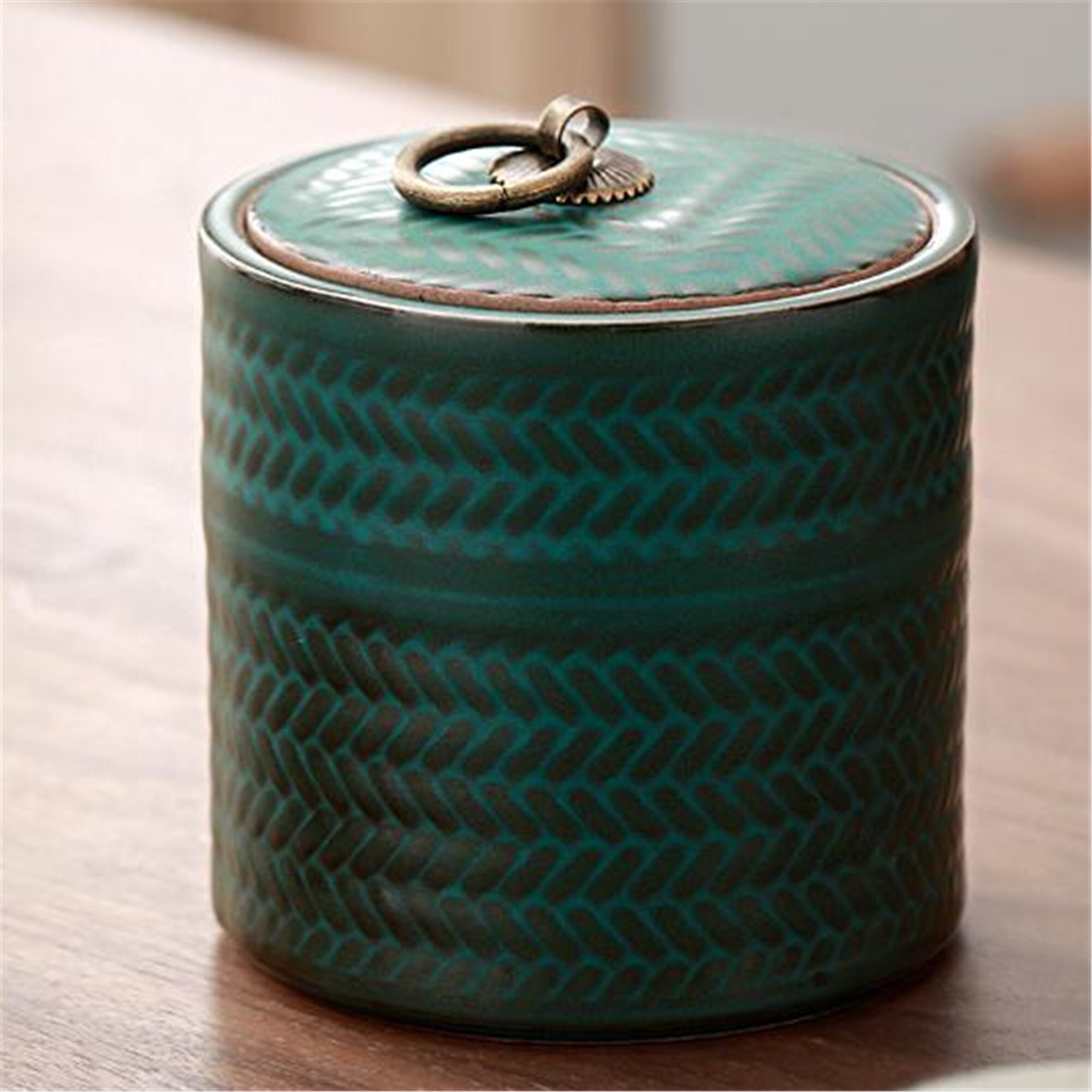 Ceramic Tea Caddy Creative Bamboo Braided Pattern Tea Caddy Etsy