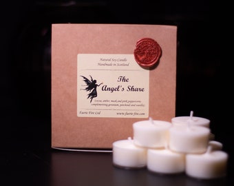 6 Dye Free PATCHOULI Soy Wax Clear Cup Tea Lights Made with Essential Oils