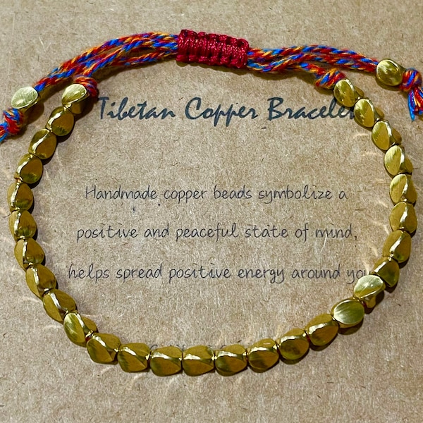 Tibetan Copper Good Luck Friendship Bracelet-Wealth and Prosperity Abundance Money Bracelet-Gold Rope Healing Spiritual Protection Bracelet