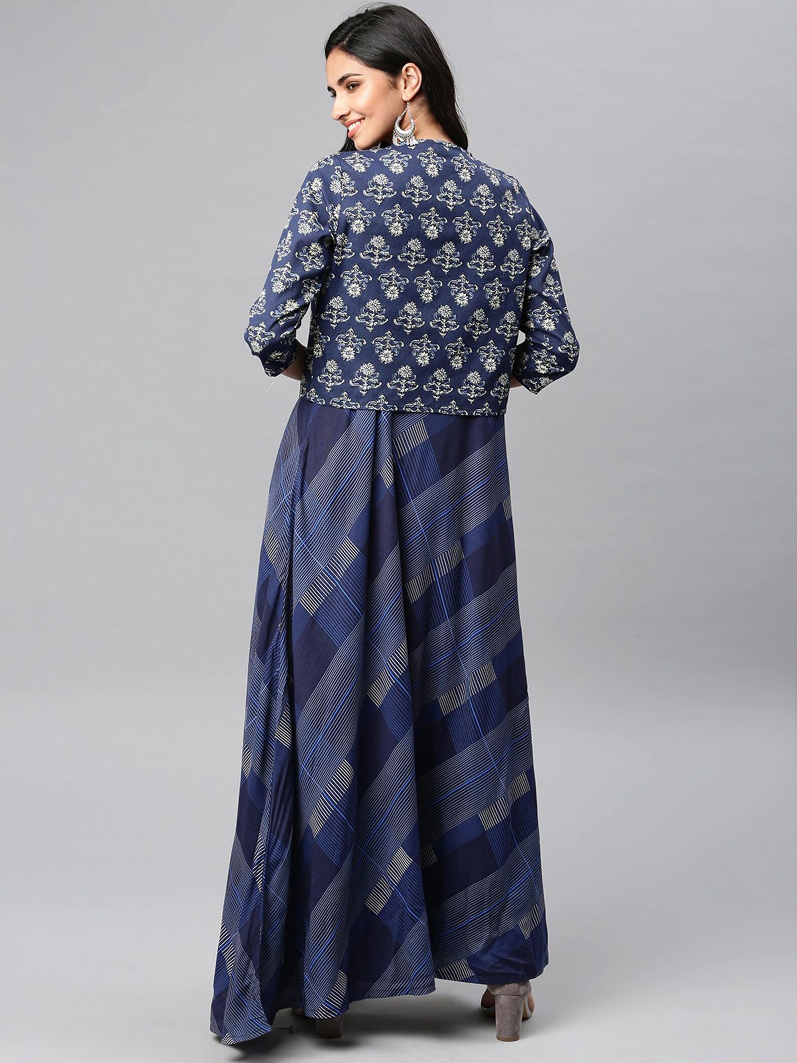 blue gown with shrug