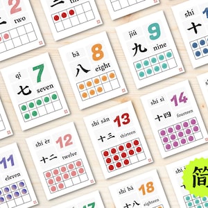Bilingual Chinese Number Cards 1-20 Flashcards, Mandarin Pinyin ...
