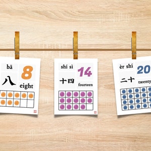 Bilingual Chinese Number Cards 1-20 Flashcards, Mandarin Pinyin ...