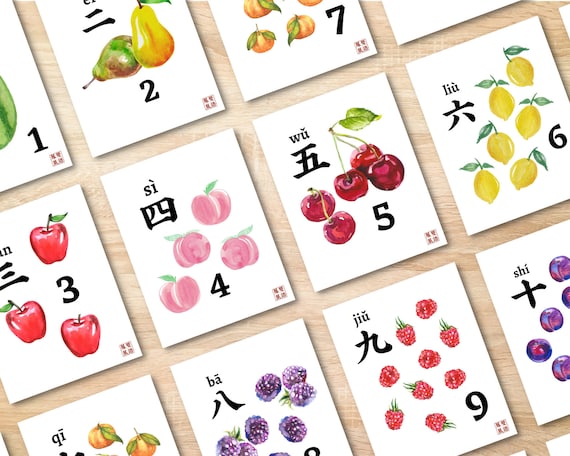 number cards flashcards 1 10 simplified chinese pinyin etsy