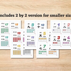 Bilingual Chinese Number Cards 1-20 Flashcards, Mandarin Pinyin ...