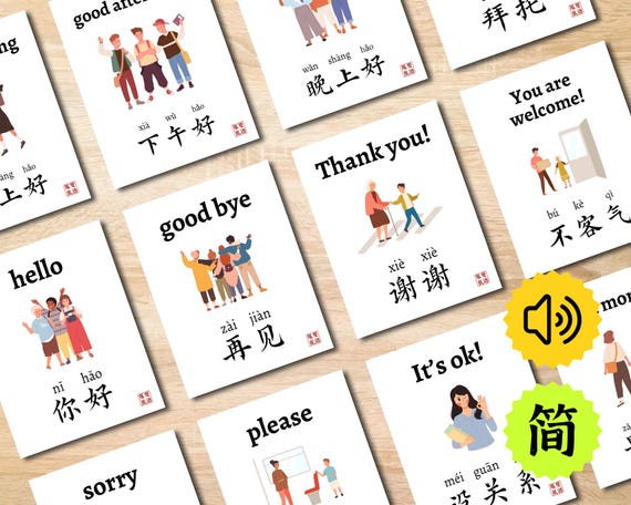 Mandarin Chinese Greetings Flashcards With Audio (digital Download