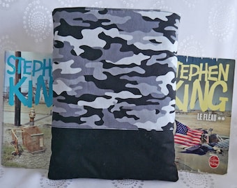 Quilted pocket book pouch - Book cover - Book case - camouflage patterns