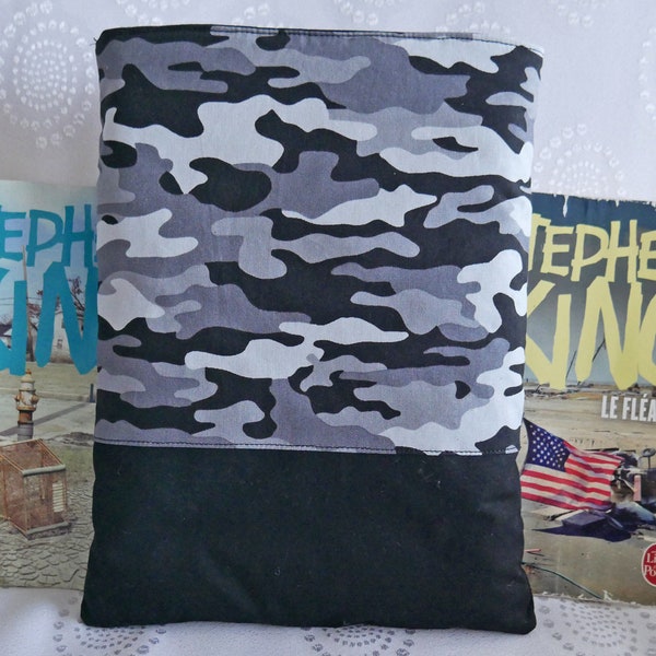 Pochette à livre de poche matelassée - Housse livre - Etui à livre - motifs camouflage