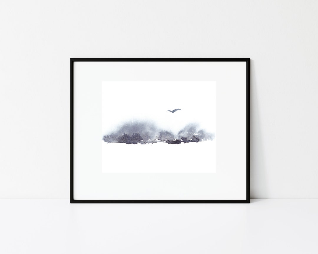 Mountain Blue Gray Wall Art Printable Abstract Art Blue Grey Etsy