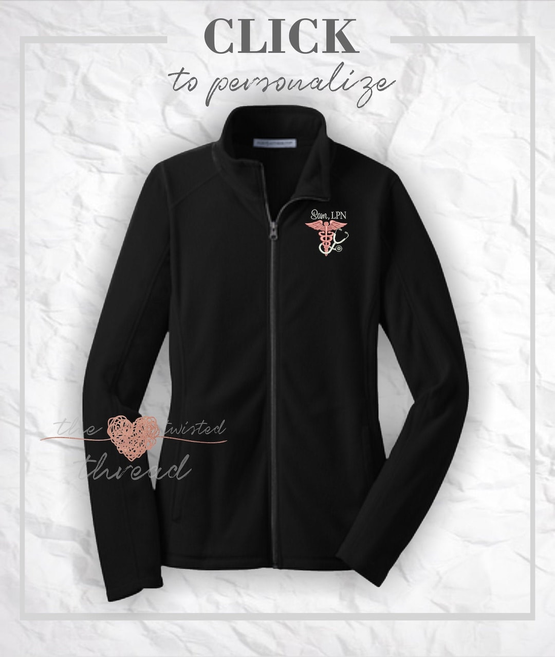 Healthcare Nurse Jacket Lightweight Fleece Stethoscope Design Embroidered Medical Healthcare