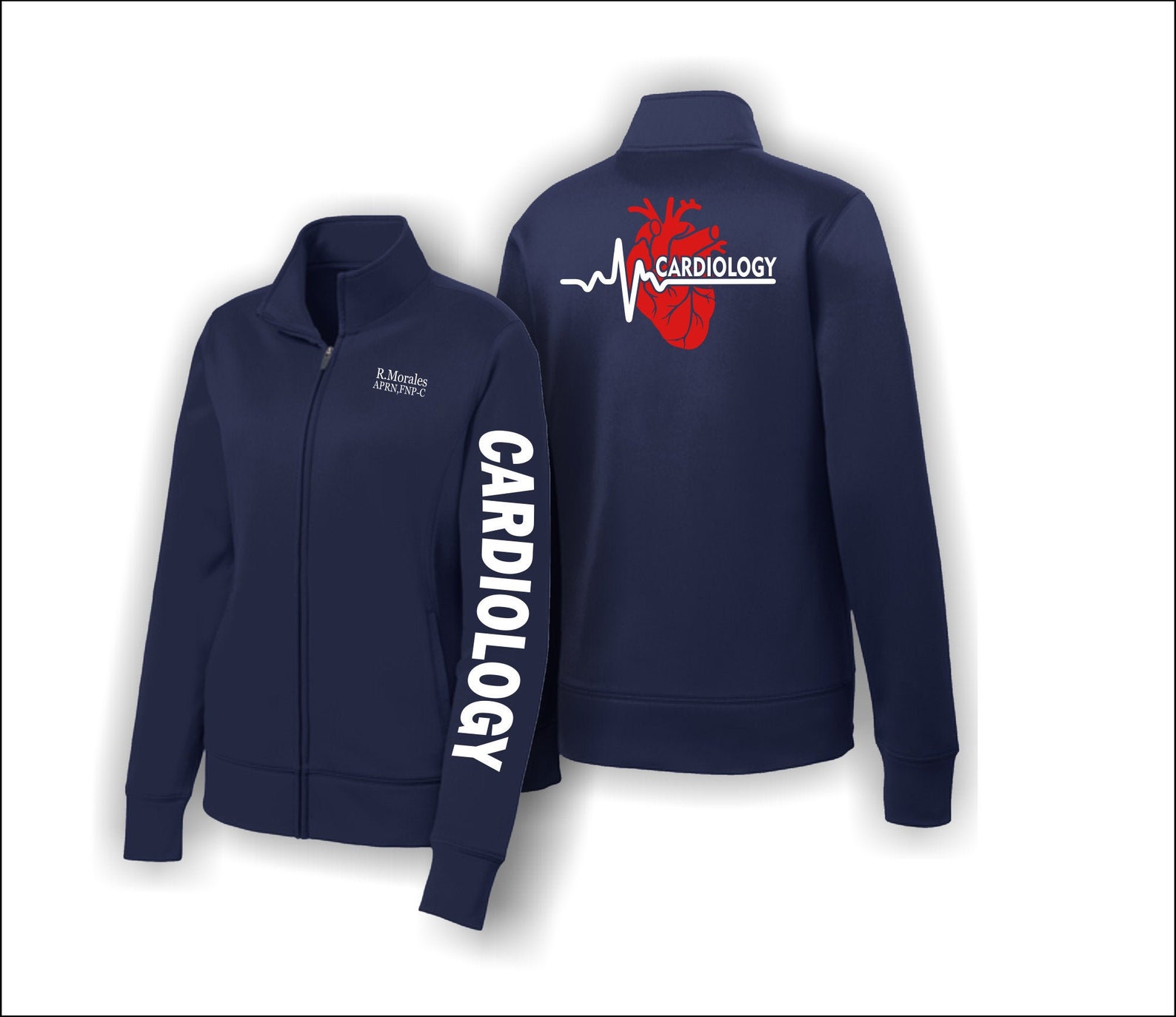 Health Care Cardiac Nurse Jacket Kardiologie Jacke Full Zip Etsy.de