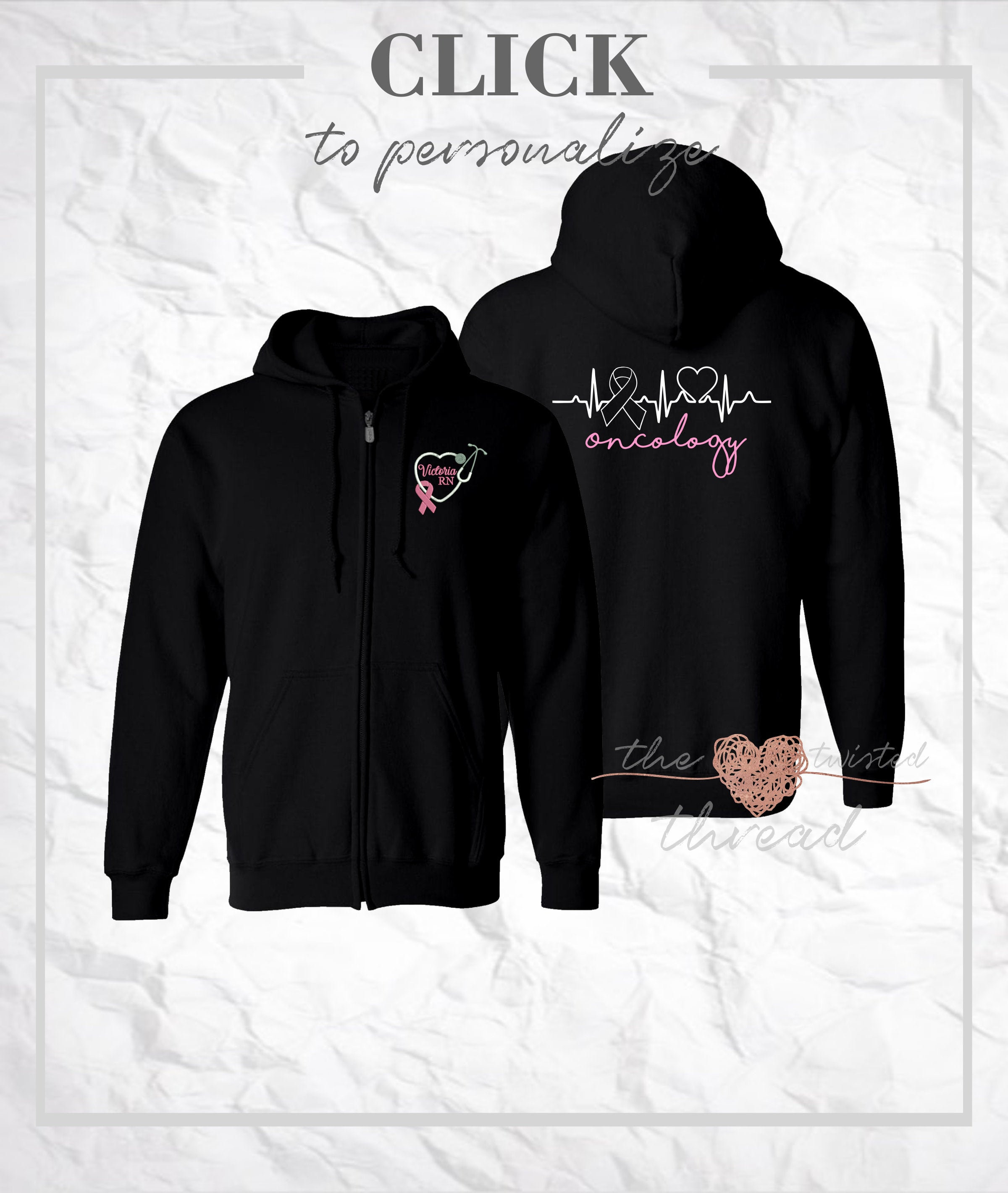 Healthcare Oncology Nurse Jacket Full Zip Ribbon Embroidered Etsy