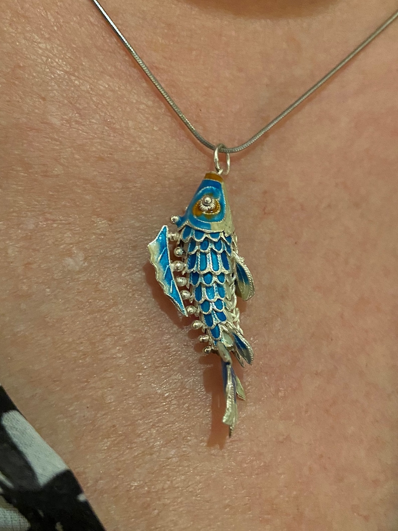 Many Colors - Vintage Sterling Silver Cloisonne Enamel Koi Fish Pendant ...