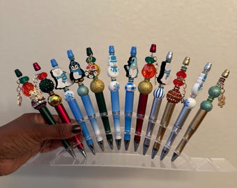 Holiday Cheer Beaded Pen Set with FREE Christmas Notepad – Perfect Stocking Stuffer!