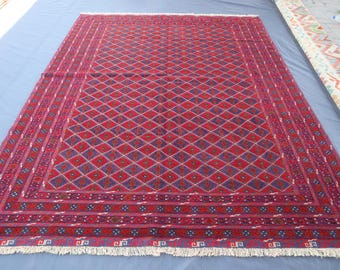 Vintage Kilim Rug 7x9 ft Afghan Vintage Mashwani Kilim Rug, Handmade Wool Kilim Rug, Natural veg Dyes Rug, Collectors Piece Rug, Bedroom Rug