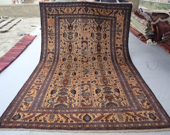 Baluchi Area Rug 6'4x10 Ft Antique Turkmen Rug/ Afghan Hand Knotted Wool Rug/ Office Home Decoration Rug/ living Room/ Bedroom Rug/ Bedroom