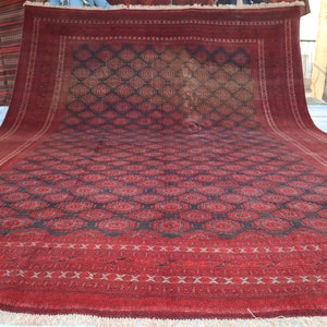 10x13 Antique Turkman Sarouqe Rug- 1920s Vintage Bokhara Rug- Large Oriental Area rug- Faded Vintage rug, Handmade Bedroom Living room Rug