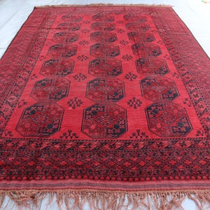 Vintage Large Afghan Ersari Rug, 8&#39;2x11&#39;6 Ft Afghan Hand Knotted Wool Rug, Oriental Antique Rug, Rug For Living Room, 8x12 Boho Bohemian Rug