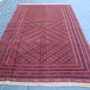 Vintage Turkmen Kilim Rug 7x10 ft: Handmade Wool Mashwani Area Rug
