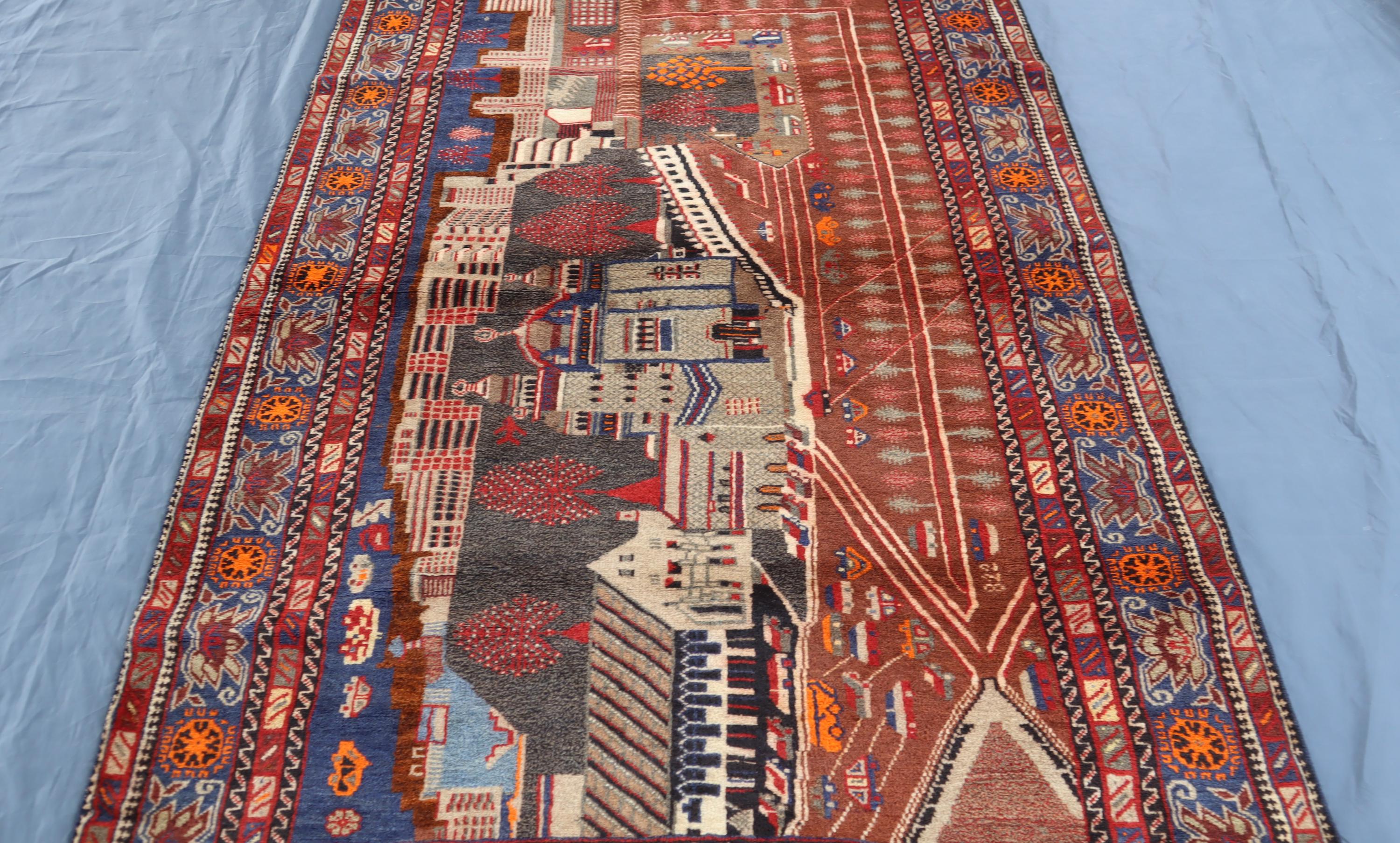 い*す様 アフガニスタン製　ヴィンテージラグ 4 x 7フィートのヴィンテージ絵画ラグ、建物のホームラグ