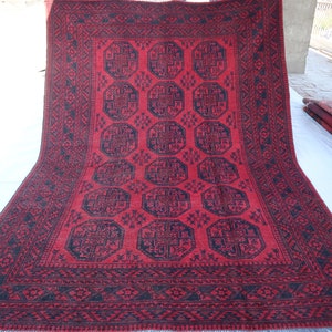 1930s Vintage Ersari Rug, 6x9 Afghan Hand Knotted Low Pile Wool Rug ...