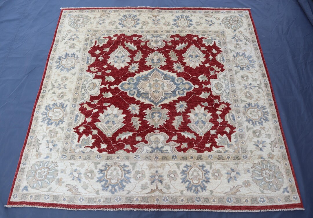 6x6 Ft Square Rug Natural Dyes Fine Wool Rug, Hand Knotted Rug, Afghan ...
