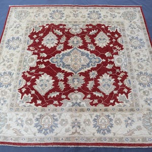 6x6 ft Square Rug Natural Dyes Fine Wool Rug, Hand Knotted Rug, Afghan Oushak Rug, Oriental Square Rug, Dining Table Rug, Living Room Carpet