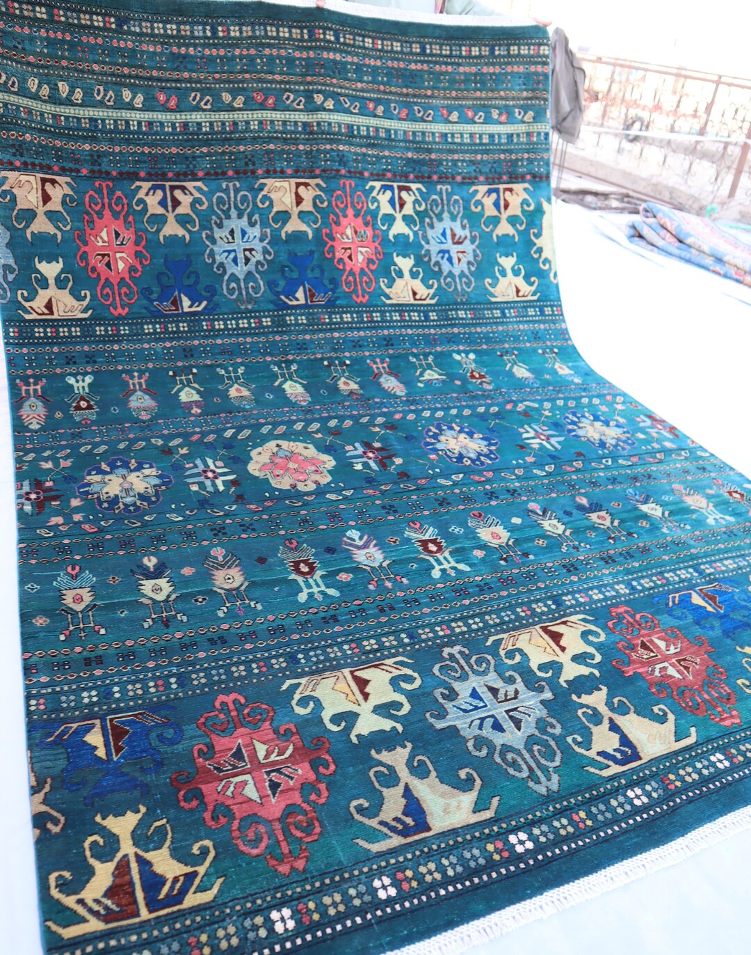 7x10 Ft Large Afghan Handmade Khorjin Area Rug - Hand Knotted Veg Dyes ...
