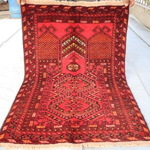 Vintage Gebetsteppich 2&#39;7x3&#39;8 ft Handgefertigter Wollteppich - Orientalischer Gebetsteppich - Muslimischer Gebetsteppich - Orientalischer Teppich - Turkmenischer Stammesteppich - Wandbehang