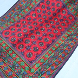 Red Turkmen Bokhara rug 5x8 ft/ Afghan Handmade High Pile Wool Vintage rug/ Oriental Rug/ Rug for Bedroom/ Office Rug/5x8 Living Room Carpet