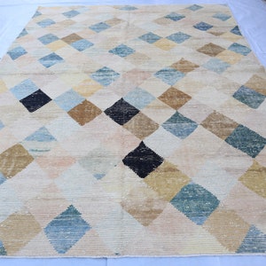 10x13 Large Area Afghan Rug, Colorful Turkmen Hand Knotted Wool Rug, Organic Vege Dyes Wool Rug, Handmade Wool Rug, Dining Table Bedroom Rug