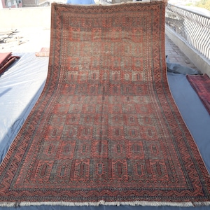 6&#39;5x11&#39;6 Terracotta Brown Rug Afghan Vintage faded Rug, Handmade Wool Rug, Turkmen Tribal Area Rug, Living Room, Bedroom Rug Oriental Carpet