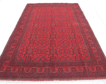 Afghan rugs, Custom Rugs, High Quality Handmade Afghan Khal Muhammadi rugs, Large Red area rug, Tribal Rug, Turkmen Carpet, Living room rug