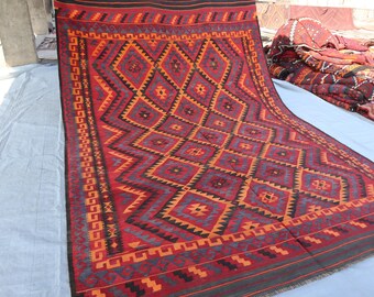 vintage キリムラグ　ヴィンテージ 8'2 x 12'5 ヴィンテージ ラージ キリム ラグ、テラコッタ オレンジ