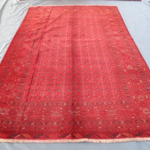 Alfombra afgana Bokhara grande, 1,8 x 3 m, alfombra tribal turcomana Ersari, alfombra vintage de lana roja hecha a mano, alfombra oriental de 15,8 x 25,4 cm, alfombra para sala de estar