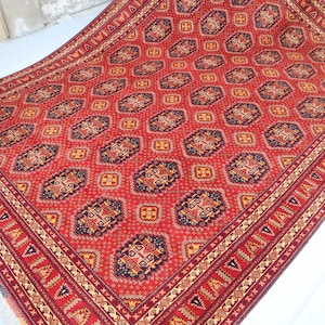 10x13 ft Large geometric Bokhara Rug, Afghan Hand Knotted High Pile Wool Rustic Rug, Oriental Turkmen rug, Living Room Bedroom Boho Carpet