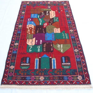 vintage tapis carte fait main, 4 x 7 pi, tapis carte du monde unique en son genre, tapis en laine douce noué à la main, tapis en laine fait main, décoration bohème 4 x 7