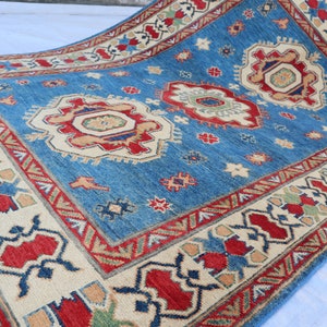 4x6 ft Stunning Hand Knotted Afghan Kazak Area Rug, 100% Wool Rug, Home Decor Rug, Kitchen Rug, Office Rug, Dining Table rug Rug For Kitchen