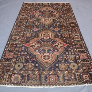 3&#39;6x6&#39;2 ft Afghan Vintage Rug, Baluchi Caucasian design Antique Rug, Handmade Wool Area Rug, Bedroom Rug, Living Room Rug, Oriental Red Rug