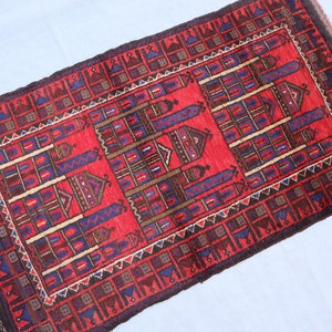 Vintage Prayer Rug 2&#39;3x4&#39;2 Afghan Prayer Bukhara Rug / Antique Turkmen Area Rug / Handmade Wool Rug / 1980s Antique Prayer Carpet,Wall Decor