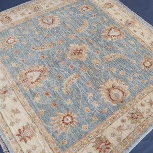 3x3 ft One of a kind Rug, Afghan Tribal Square Carpet, Handmade Wool Rug, Natural dyes Blue Rug, Oriental Area Rug, Bedroom Rug, Kitchen Rug