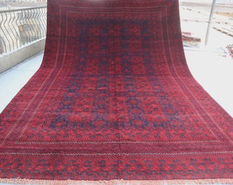 9x13 ft Muted Terracotta Antique Rug, Afghan Large Caucasian Rug, Handmade Wool Carpet, Tribal Rug, Turkish Medallion design Rug Kitchen Rug
