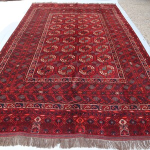 6&#39;6x10&#39;4 ft Vintage Turkmen Sarique Rug/ Large Afghan Area Rug/ Handmade Wool Oriental Fine Rug/ Rug for Bedroom/ Rug For Living Room 6x9 ft