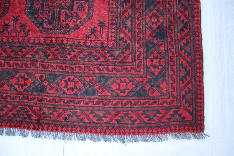1930s Vintage Ersari Rug, 6x9 Afghan Hand Knotted Low Pile Wool Rug ...